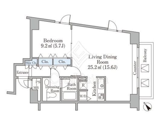 代官山ハイツ　605号室　間取り