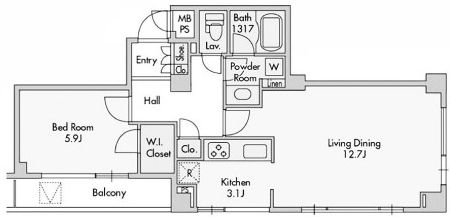 プライムアーバン赤坂　305号室　間取り