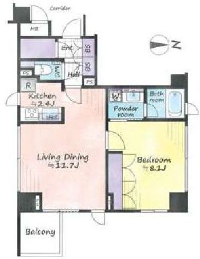 クオリア恵比寿イースト　707号室　間取り