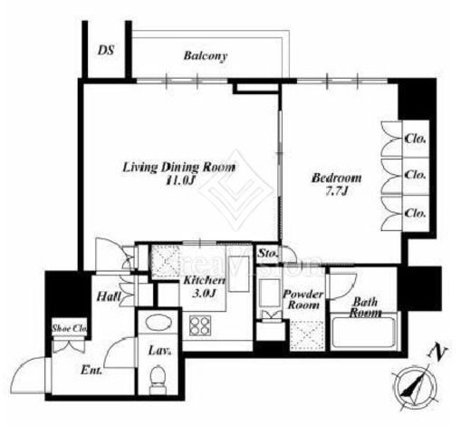 パークハウス赤坂氷川　7F1号室　間取り