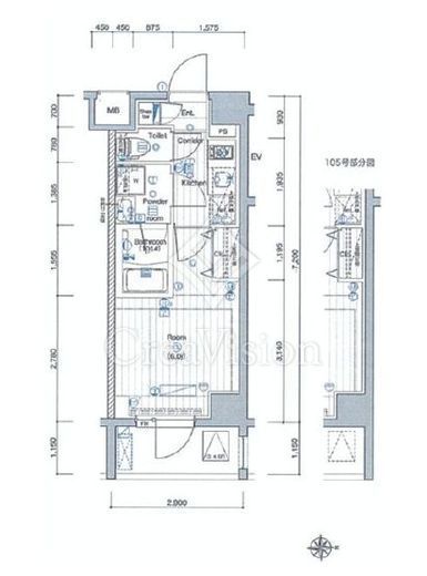 プレミアムキューブ大井町　105号室　間取り