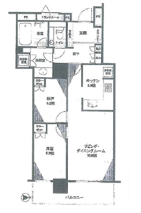 コスモポリス品川　904号室　間取り