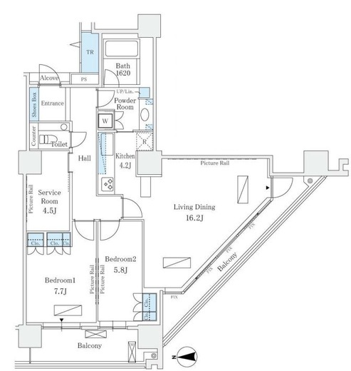 コスモポリス品川　712号室　間取り