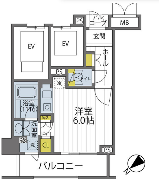 クオリア銀座　709号室　間取り