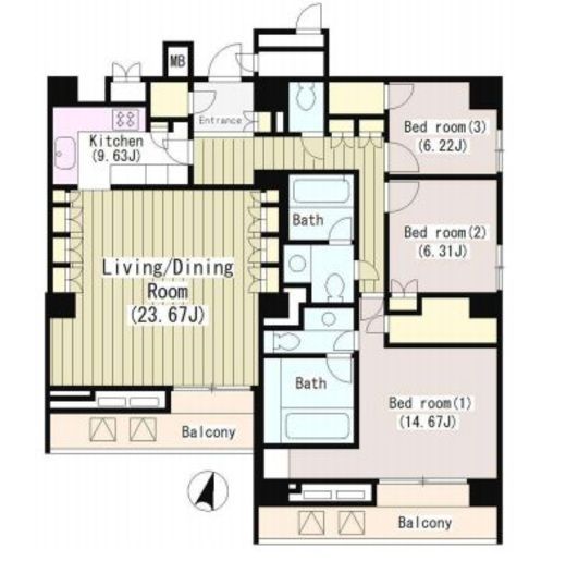 南青山ガーデンコート　701号室　間取り
