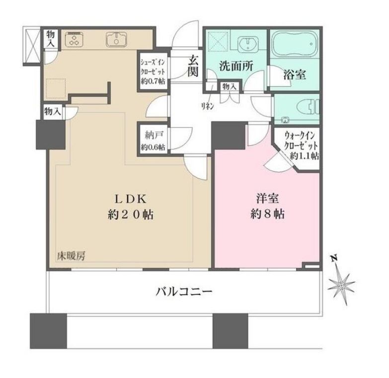 パークコート麻布十番ザ・タワー　1411号室　間取り