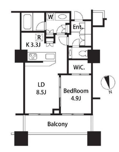 パークコート麻布十番ザタワー　21F2号室　間取り