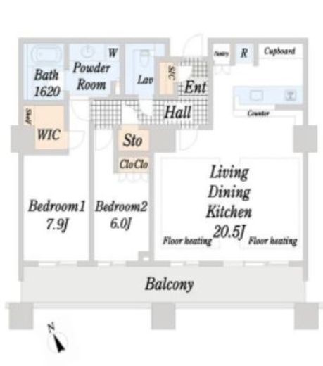 パークコート麻布十番ザタワー　30F5号室　間取り