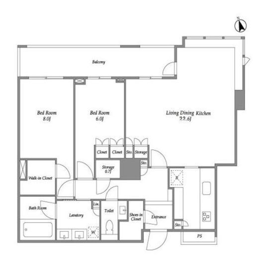 パークコート麻布十番ザタワー　3402号室　間取り