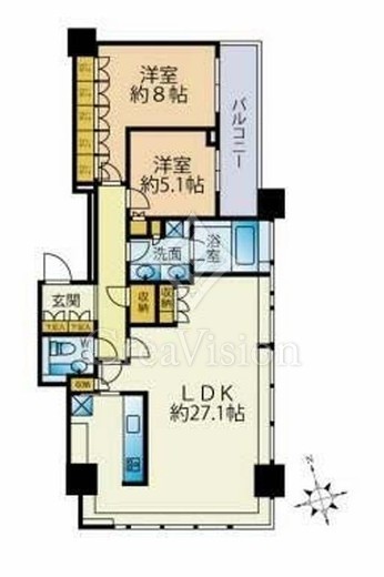 パークコート麻布十番ザタワー　2614号室　間取り