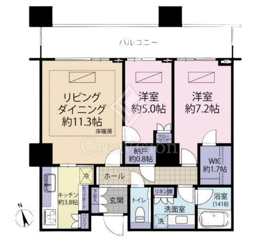 パークコート麻布十番　ザ　タワー　24F4号室　間取り