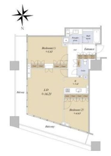 コンシェリア西新宿タワーズウエスト　30F1号室　間取り