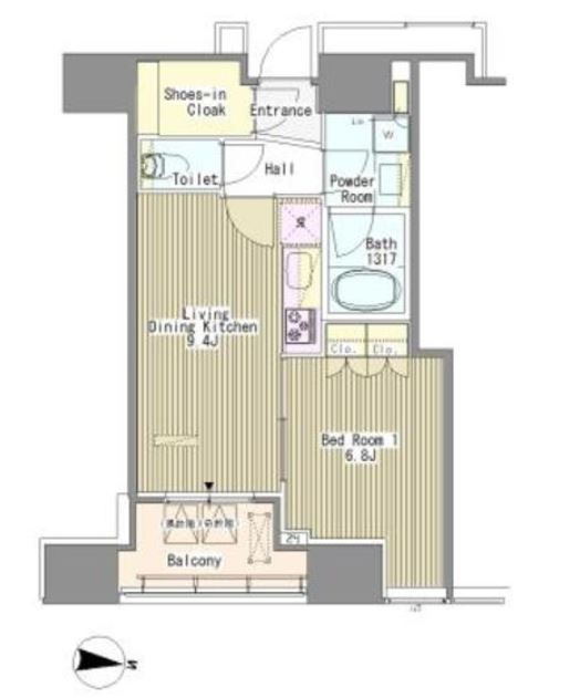 ホワイトタワー浜松町（Ｗｈｉｔｅ　Ｔｏｗｅｒ　Ｈａｍａｍａｔｓｕｃｈｏ）　2208号室　間取り