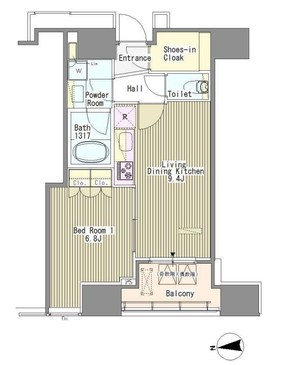 ホワイトタワー浜松町（Ｗｈｉｔｅ　Ｔｏｗｅｒ　Ｈａｍａｍａｔｓｕｃｈｏ）　1803号室　間取り