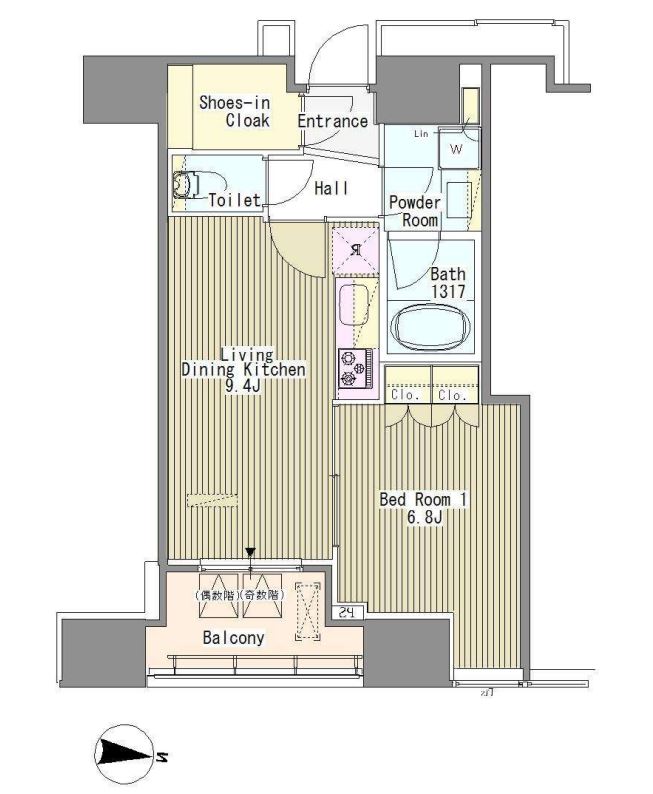 ホワイトタワー浜松町（Ｗｈｉｔｅ　Ｔｏｗｅｒ　Ｈａｍａｍａｔｓｕｃｈｏ）　2008号室　間取り