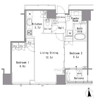 ホワイトタワー浜松町　1805号室　間取り