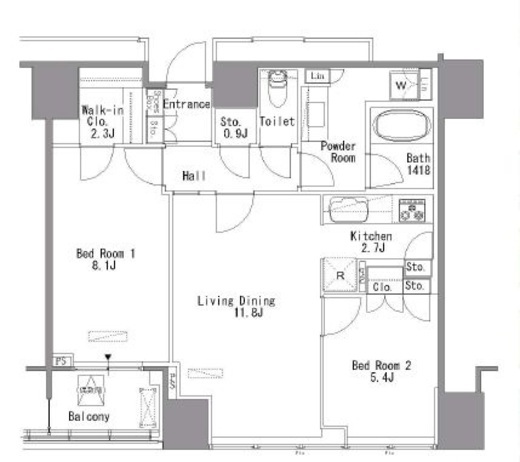 ホワイトタワー浜松町　2305号室　間取り
