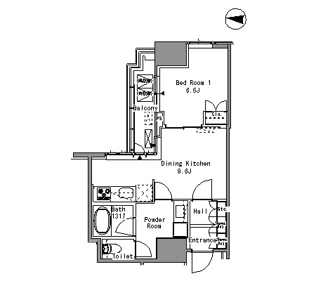 Ｗｈｉｔｅ　Ｔｏｗｅｒ　Ｈａｍａｍａｔｓｕｃｈｏ　411号室　間取り