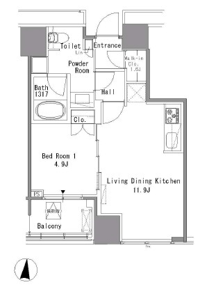 ホワイトタワー浜松町　707号室　間取り