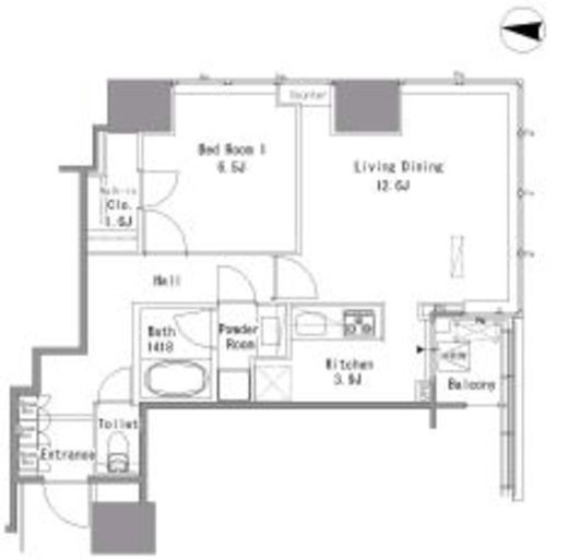 ホワイトタワー浜松町　809号室　間取り