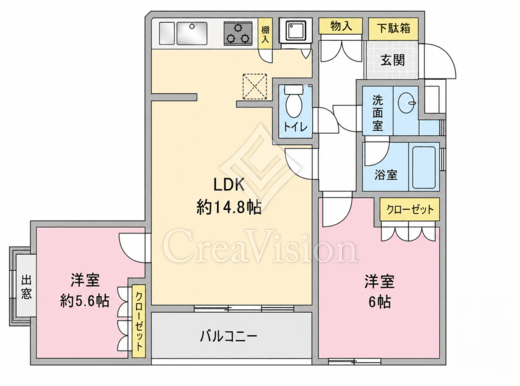松原タウンホーム　3F1号室　間取り