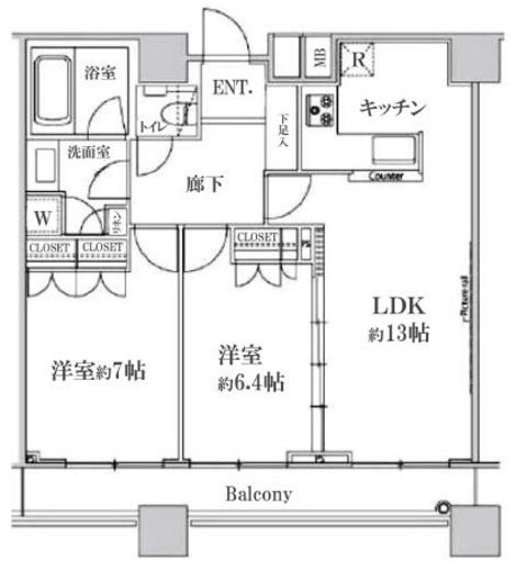 ファーストリアルタワー新宿　25F1号室　間取り