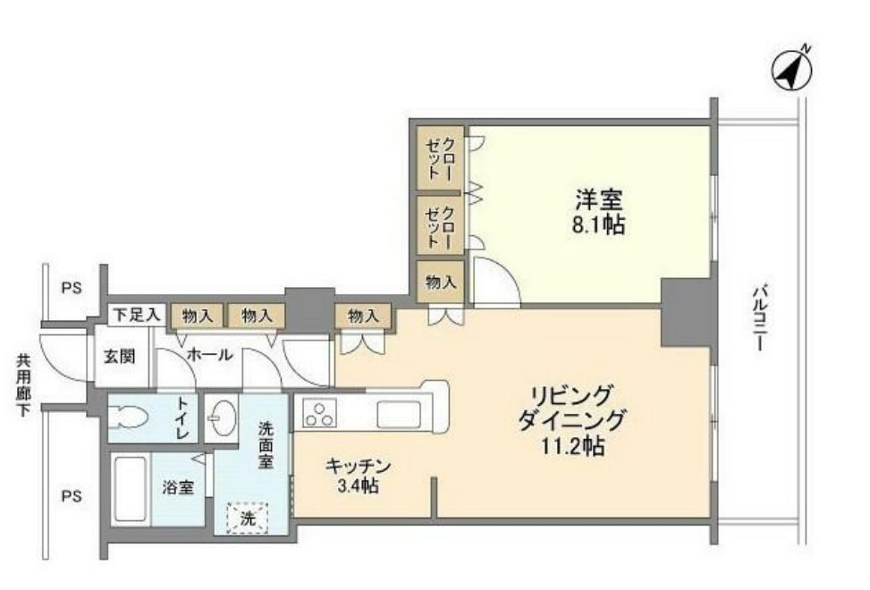 トルナーレ日本橋浜町　2002号室　間取り