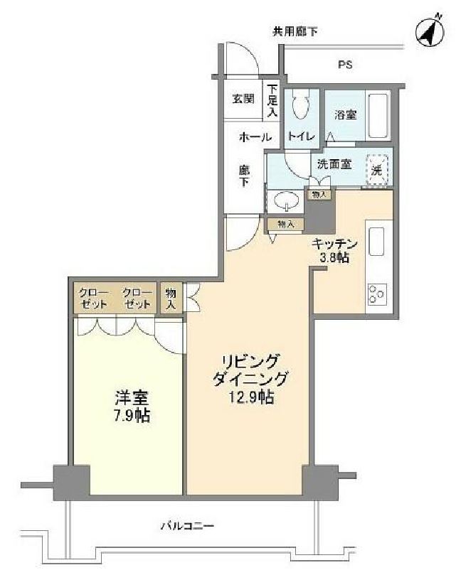 トルナーレ日本橋浜町　1309号室　間取り
