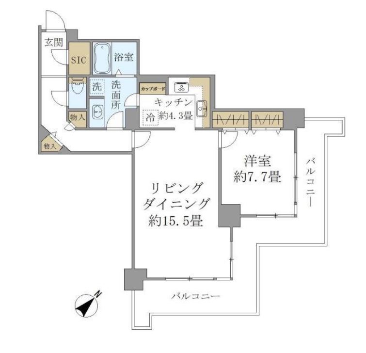 トルナーレ日本橋浜町　4405号室　間取り