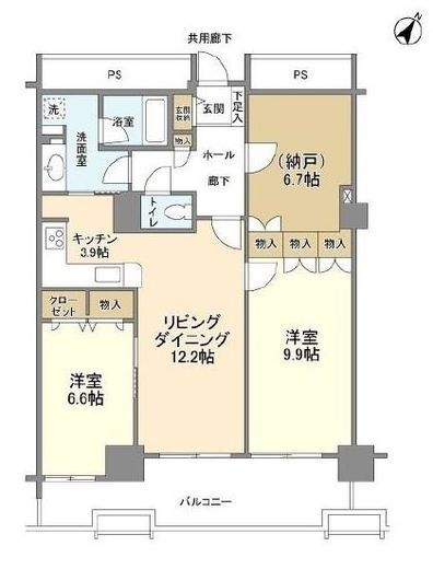 トルナーレ日本橋浜町　1407号室　間取り