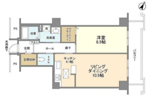 トルナーレ日本橋浜町　1502号室　間取り