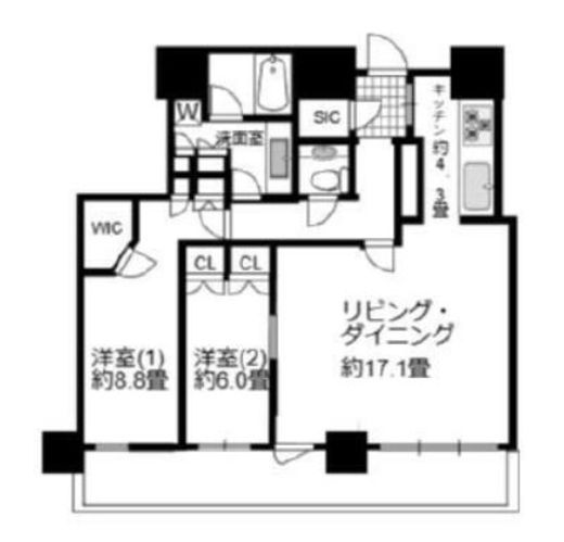 ザ・クレストタワー　3008号室　間取り