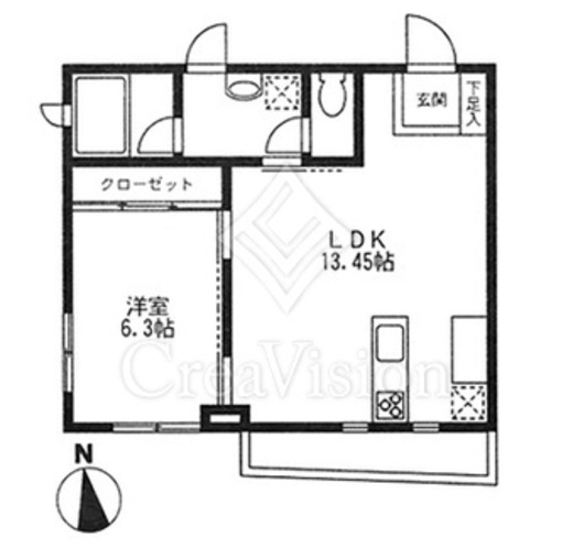 ヴィヴァーチェ高輪　2F2号室　間取り