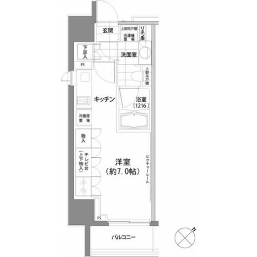 パークハビオ渋谷　708号室　間取り