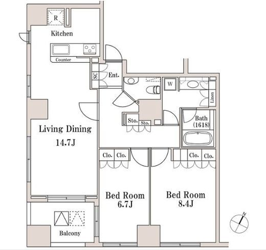 LaSante一番町　1102号室　間取り