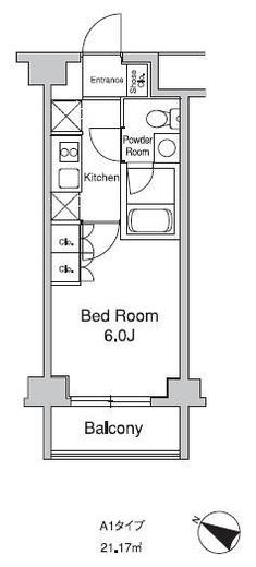 プラウドフラット目黒行人坂　102号室　間取り