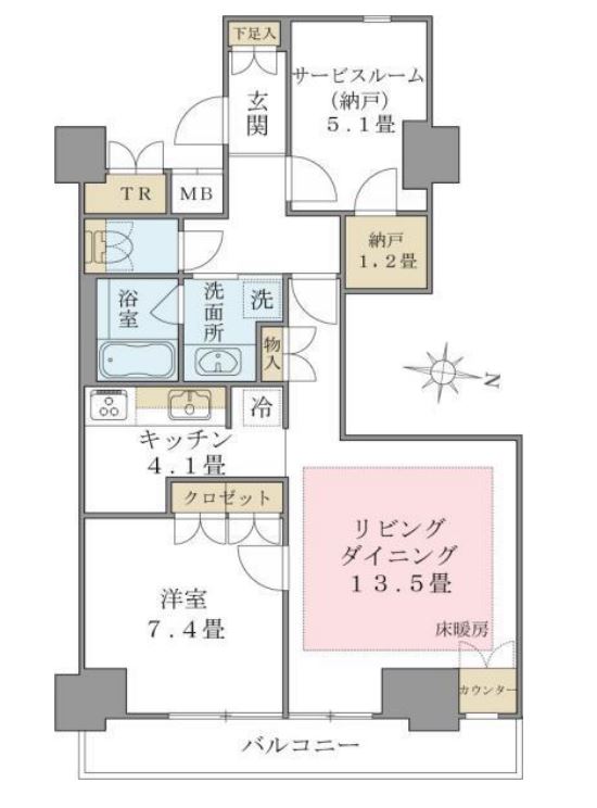 Brillia ist 東雲キャナルコート（旧アパートメンツ東雲キャナルコート）　1224号室　間取り