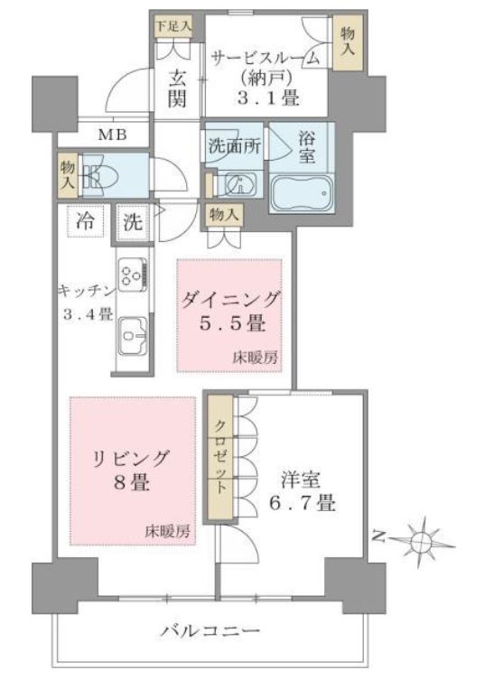 Brillia ist 東雲キャナルコート（旧アパートメンツ東雲キャナルコート）　1205号室　間取り