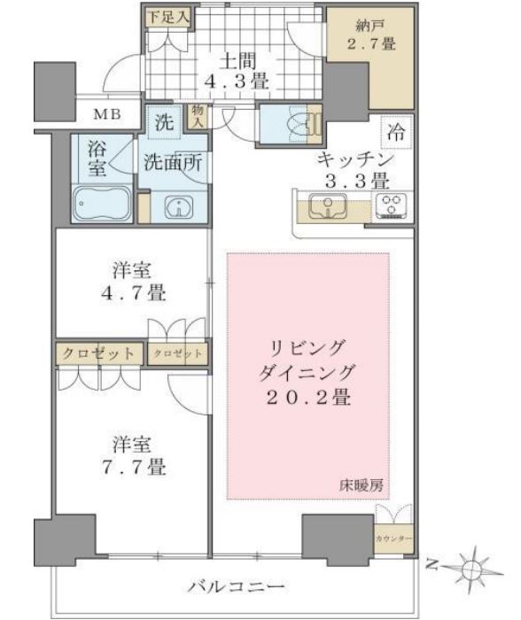 Brillia ist 東雲キャナルコート　307号室　間取り