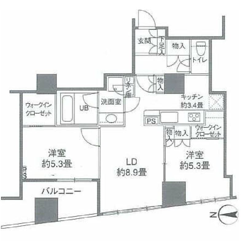 カスタリアタワー品川シーサイド　2201号室　間取り