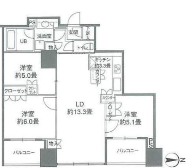 カスタリアタワー品川シーサイド　1406号室　間取り