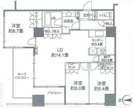 カスタリアタワー品川シーサイド　1808号室　間取り