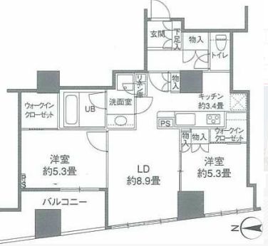 カスタリアタワー品川シーサイド　2301号室　間取り