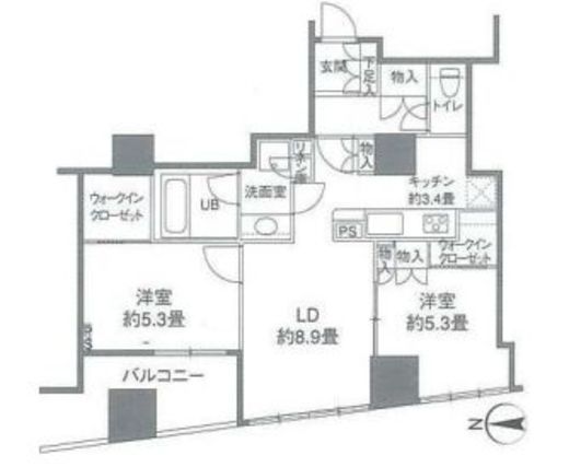 カスタリアタワー品川シーサイド　2401号室　間取り