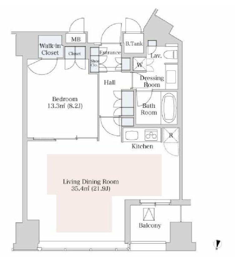 セントラルパークタワー・ラ・トゥール新宿　2001号室　間取り