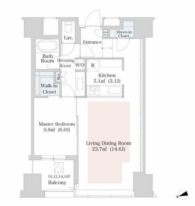 セントラルパークタワー・ラ・トゥール新宿　905号室　間取り