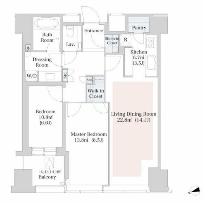 セントラルパークタワー・ラ・トゥール新宿　1003号室　間取り