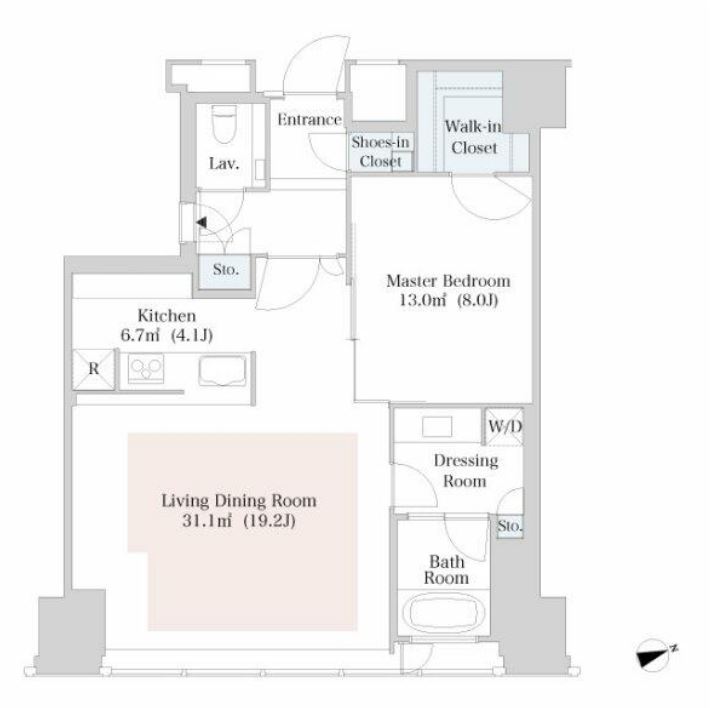 セントラルパークタワー・ラ・トゥール新宿　3813号室　間取り