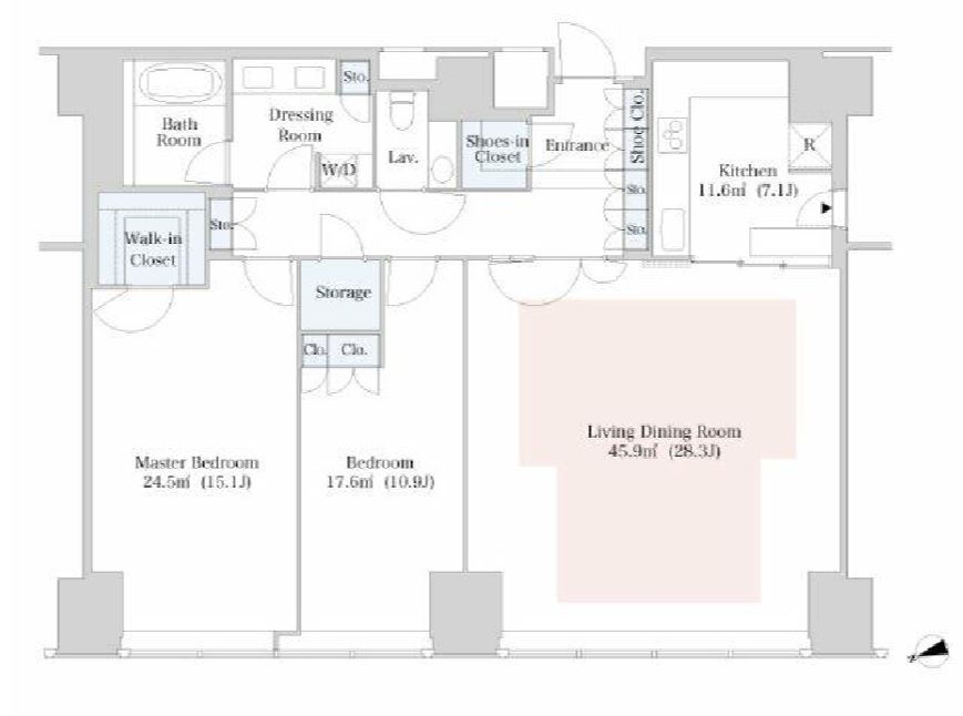 セントラルパークタワー・ラ・トゥール新宿　3805号室　間取り