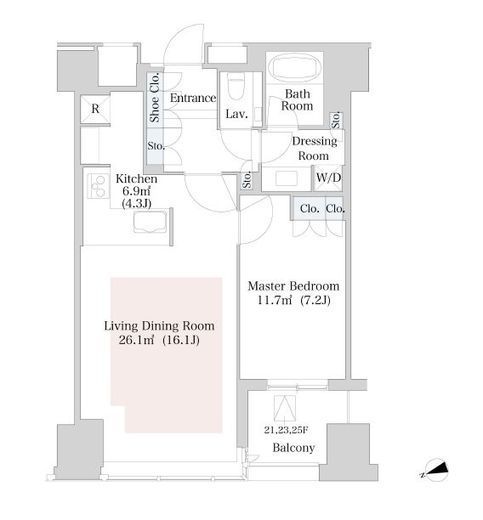 ラ・トゥール新宿　1704号室　間取り